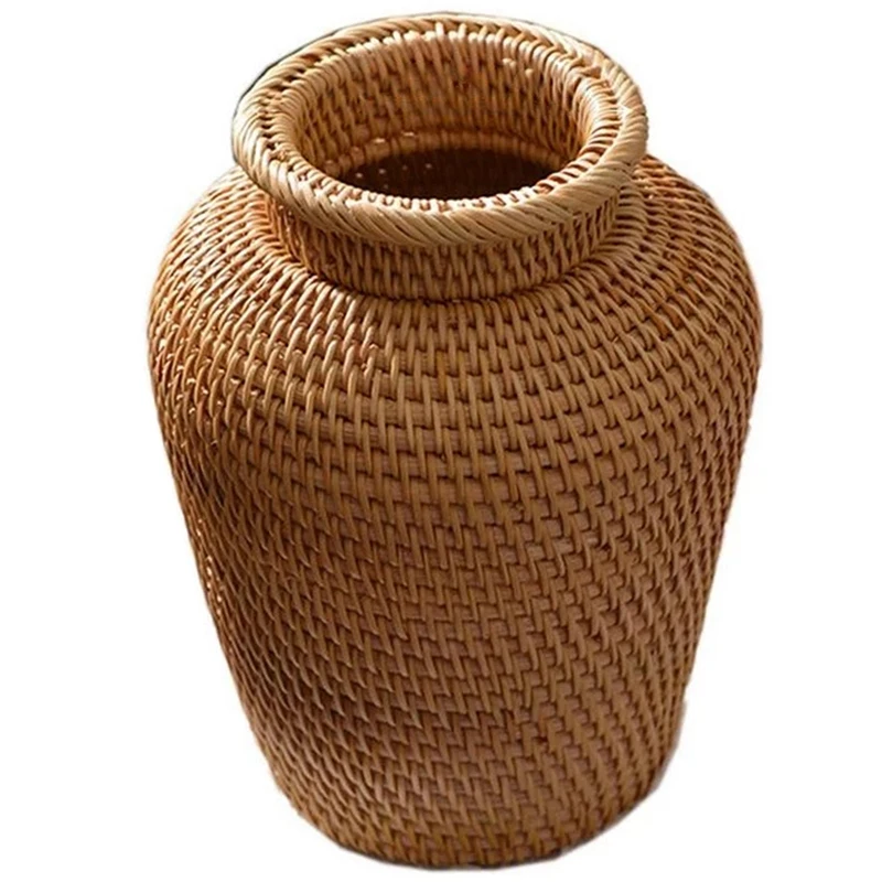 Rattan Plant Basket - 籐バスケット籐吊り植木鉢植木鉢花収納バスケット籐花瓶素朴な織物フラワーポット