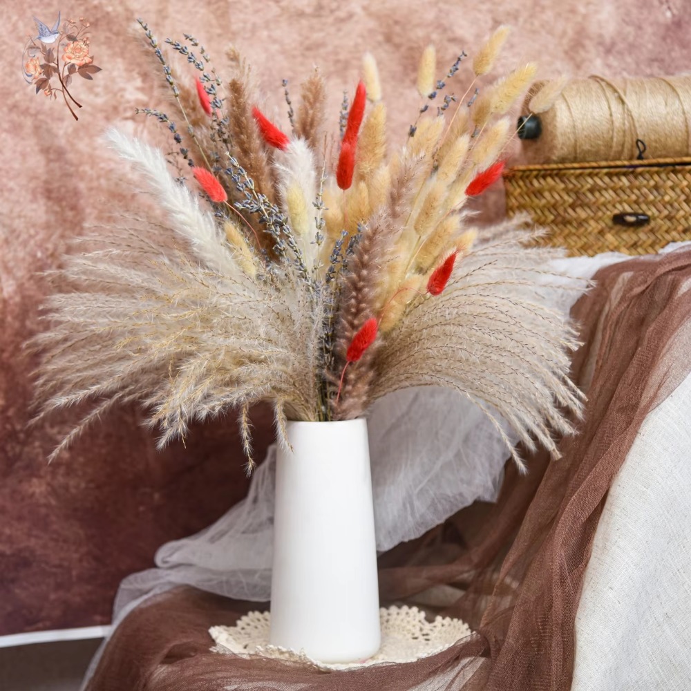 天然パンパスグラス ラベンダー ドライフラワー 人工花束 ウ - Pampas Grass Decor のレビューと価格