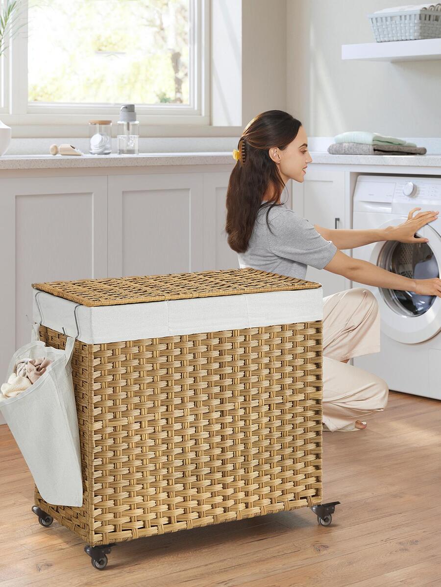 蓋付きランドリーバスケット、容量42.3ガロン（160リット - Rattan Plant Basket のレビューと価格