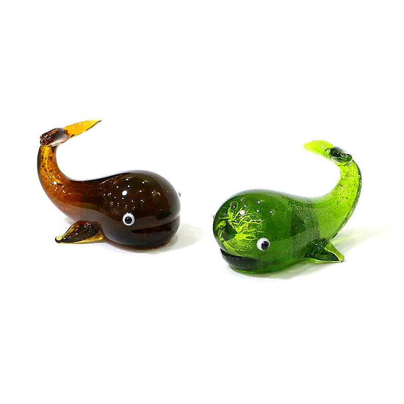Muranoガラスクジラミニチュア像銀箔工芸かわいい海洋動物 - Home Decor Y2K のレビューと価格