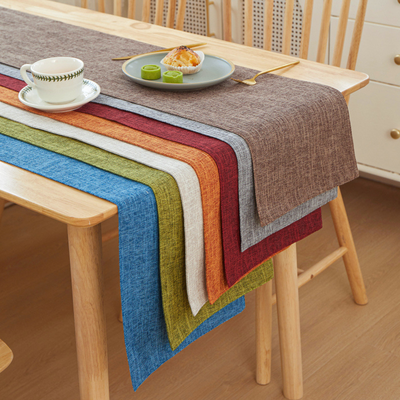 新しい厚いリネン無地ライト高級ボクサーテーブルランナー家の装 - Linen Table Runner のレビューと価格