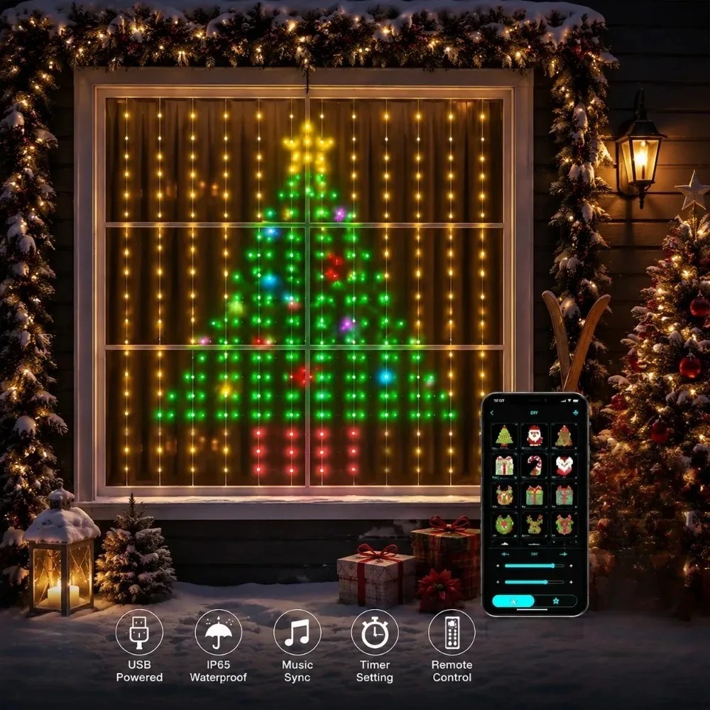 クリスマスイルミネーションライト、LEDカーテンライト、色が - Home Decor Free App のレビューと価格
